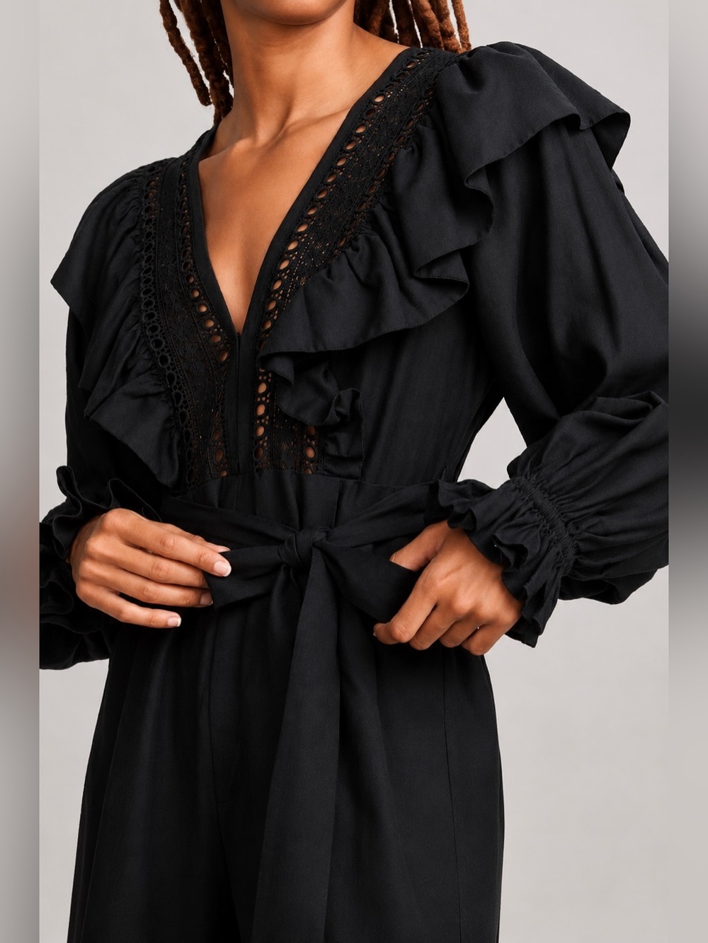 FARM Rio Lace Ruffle Jumpsuit - Picture 3 of 14